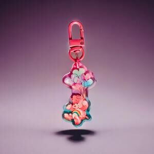 Care Bears Bag Charm Cheer Bear Pastel Ombré Dual Side Keychain Key Holder